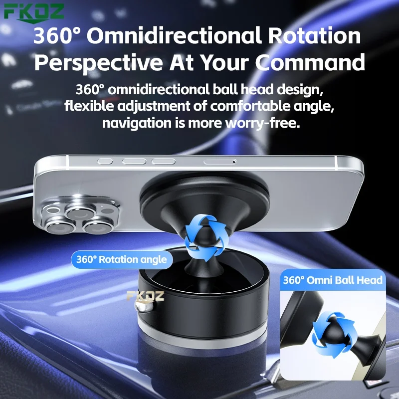 

Car Vacuum Suction Phone Holder 360° Rotatable Double-sided Magnetic Desktop Stand for Car Navigation Mobile Phone Mount