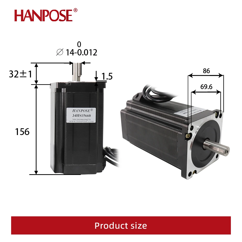 Nema 34 محرك متدرج 34HS15660 6.0A 12N.M لآلة الحفر باستخدام الحاسب الآلي عزم دوران عالي 86 محرك كبير Nema 34 #3