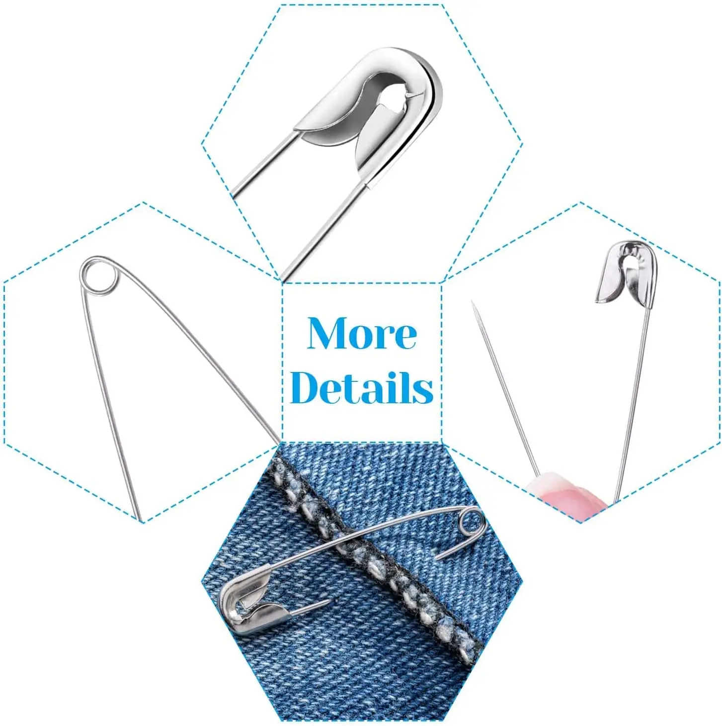 50pcs Stainless Steel Safety Pins Large and Small Bulk Pins Sewing Tool  for Clothing Decoration Brooch Fixing Craft Making