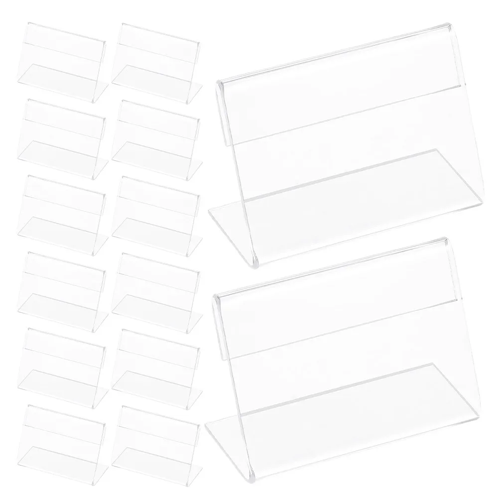 30Pcs Acrylic Table Sign Holder L-Shaped Clear Desk Display Stand for Name Cards Business Labels Retail Countertop view 4