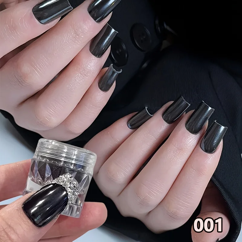 Polvo mágico negro súper espejo, botella de diamante, crea un efecto súper espejo, arte de salón de uñas DIY, sin fragancia, adecuado para