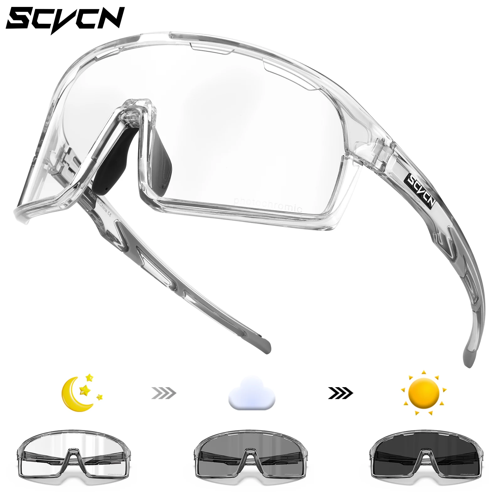 

SCVCN Sports Photochromic Cycling Glasses Men Women Driving Hiking Eyewear MTB UV400 Protection Glasses Outdoor Riding Glasses