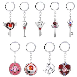Fashion Keychain Heart Moon Bow Metal Pendant llavero Key Chains Bag Key Ring Chaveiro Women Girls Gift Cosplay Gifts