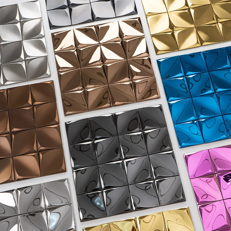 ✨3D Self-Adhesive Wallpaper for Wall✨-Metallic Stainless Steel Mosaic Mirror Tiles,Black Silver Hexagon for Cafe Bar Living Room