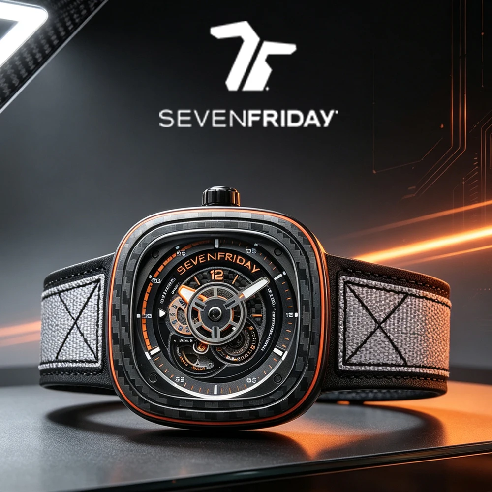 Fashion new product SEVENFRIDAY luxury brand men's watch P3C/09 men's carbon fiber automatic mechanical watch P series waterproo