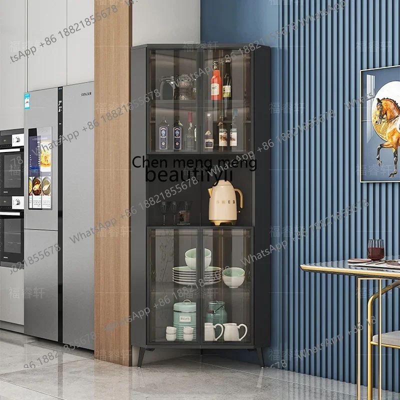 new Solid wood corner cabinet Living room corner shelf against the wall Triangle wine cabinet Italian bookshelfss 8350
