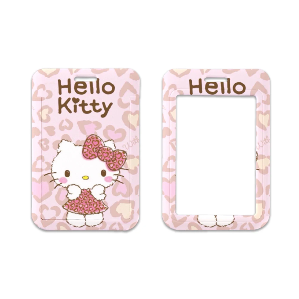 Soporte para tarjeta de identificación de Hello Kitty, cordón Sanrio, funda para tarjeta de puerta para niñas, correa para el cuello, accesorios para tarjetero de crédito