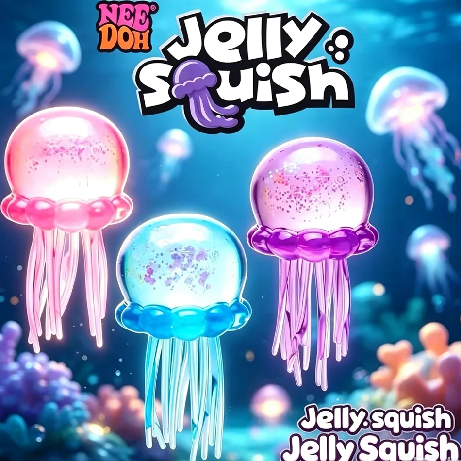 Popular  Jellyfish Octopus Soft Squeeze Fidget Toys Bead Filled Maltose Texture Soft Jelly-Like Stress Relief Squishy Toy