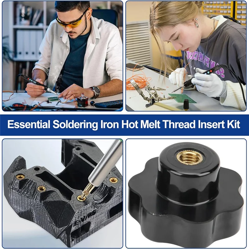 

AB42-Professional Soldering Iron Kit, 80W LED Adjustable, 130 Threaded Inserts, EU Plug Configuration