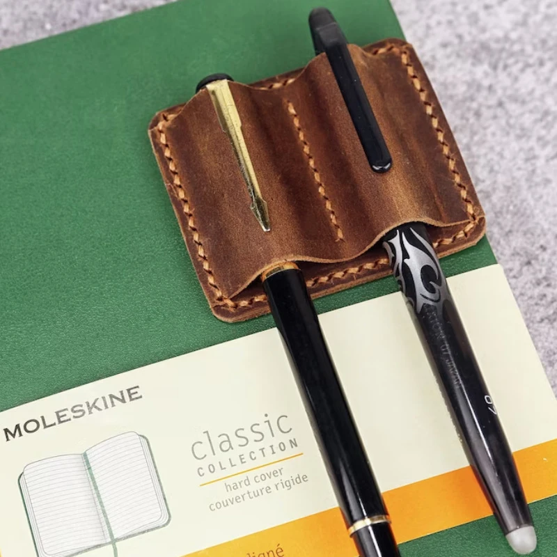 2Pcs Leather Metal Pen Clip Holder Pen Ring Practical Notebook Journal Pencil Fix Clip For Diary Planner