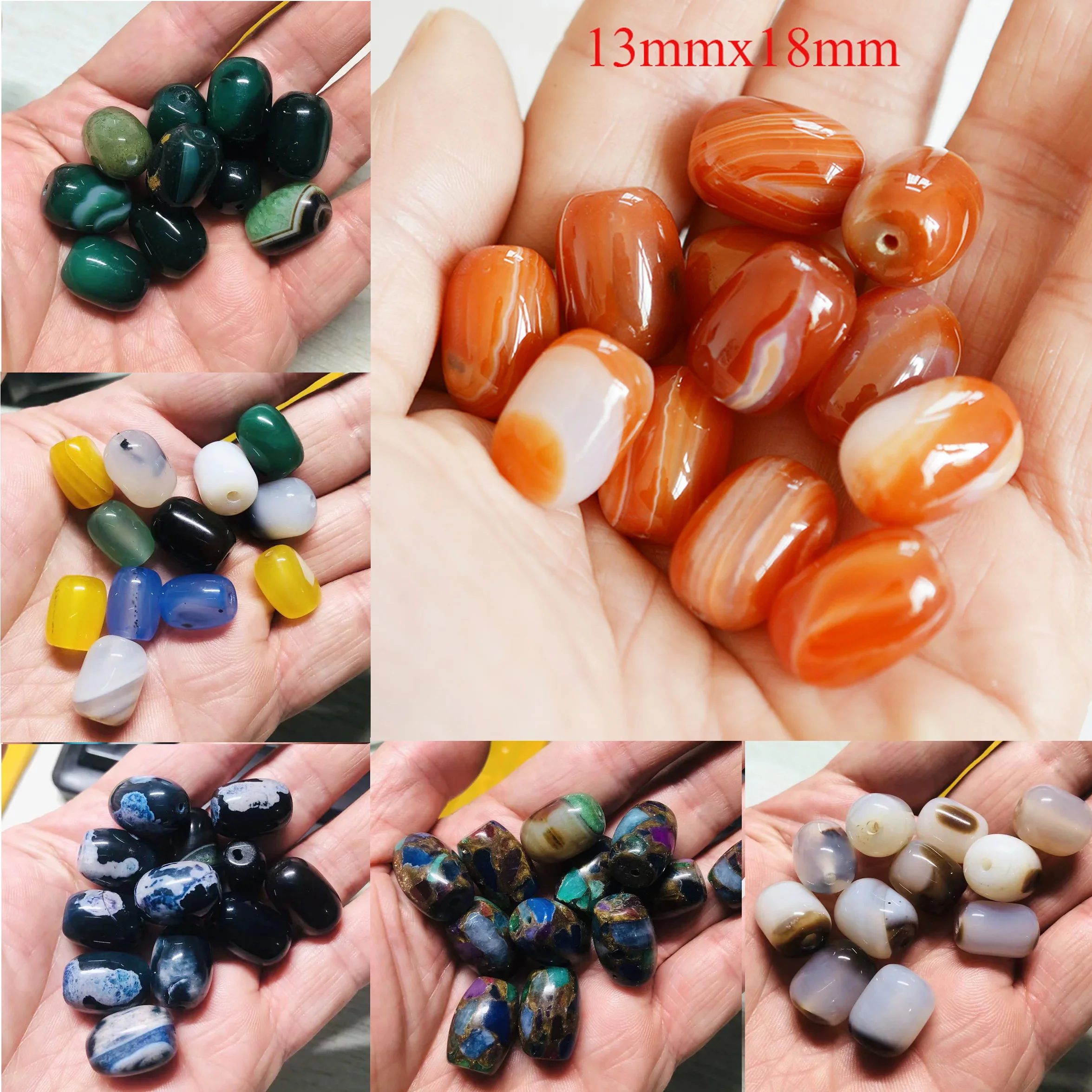 13x18mm 5pcs Royal Agate Spacer Beads Cylindrical Tube Natural Stone Loose Beads for Jewelry Making DIY Bracelet Earring Supply