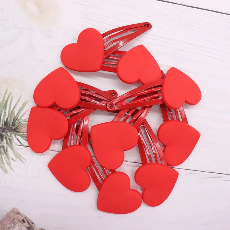 2Pcs/Set Fashion Red Heart Children Badges Hair Pins Cute Hairpins Hair Clips Headwear Barrette Baby Girls Kids Hair Accessories