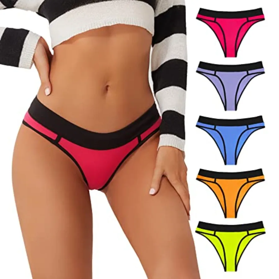 

Cheeky Underwear for Women, Womens Underwear Cotton, Pop Vivid Color Sot Bikinis Panties or Youn Ladies 5
