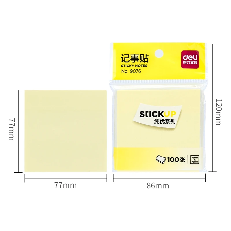 Deli 100ชิ้น/ถุง Sticky Notes สีเหลืองสีอุปกรณ์9076