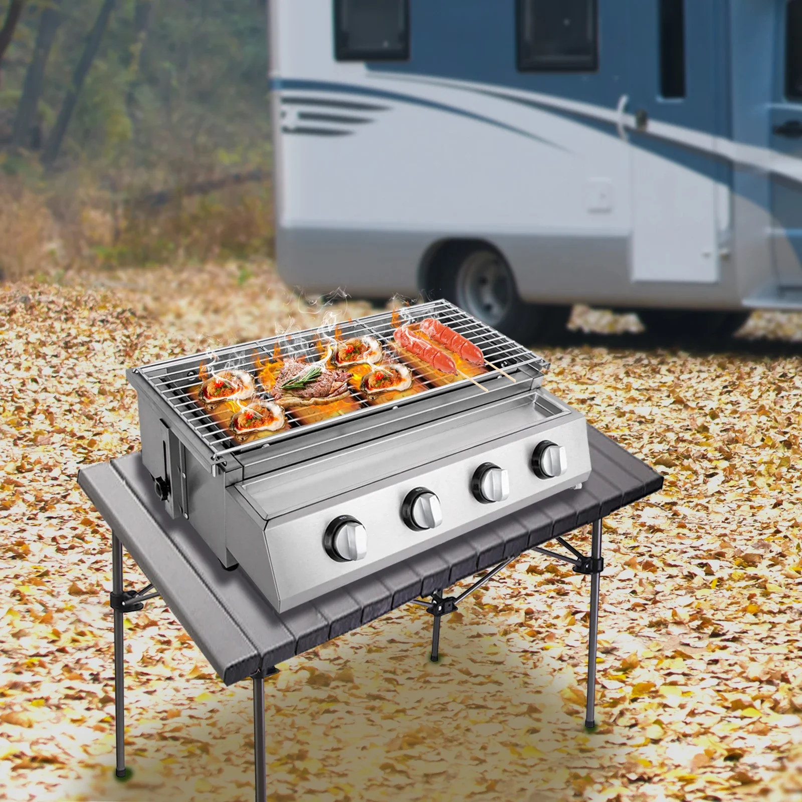 

Portable Bbq Propane Gas Grill With 4 Burners Stainless Steel Patio Garden Barbecue For Any Outdoor Space,garden, Patio