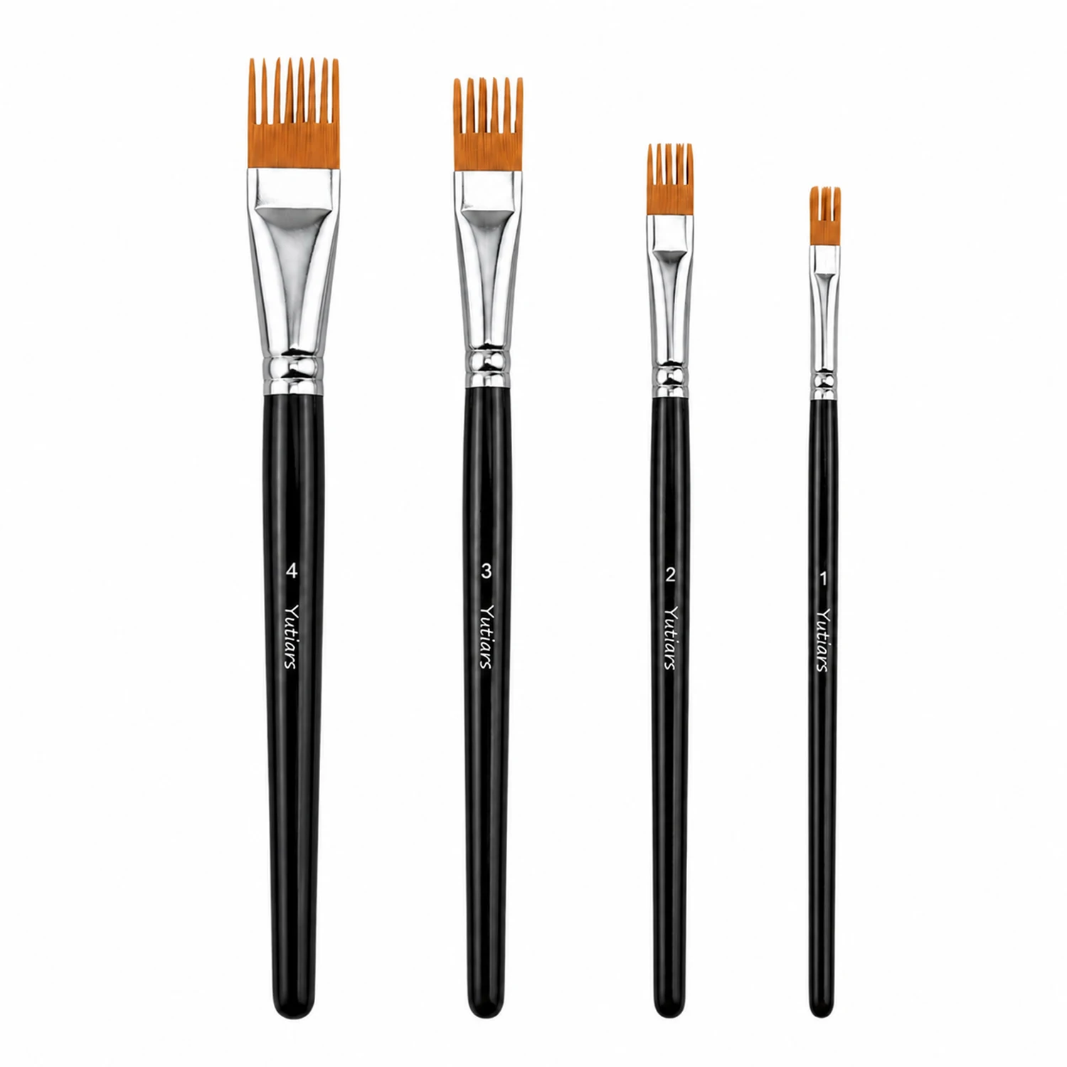 4PCS Rake Brush Set for Acrylic Oil Watercolor Painting, Texture Brush for Grass Hair Fur Feather Effects, Fine Detail Artist