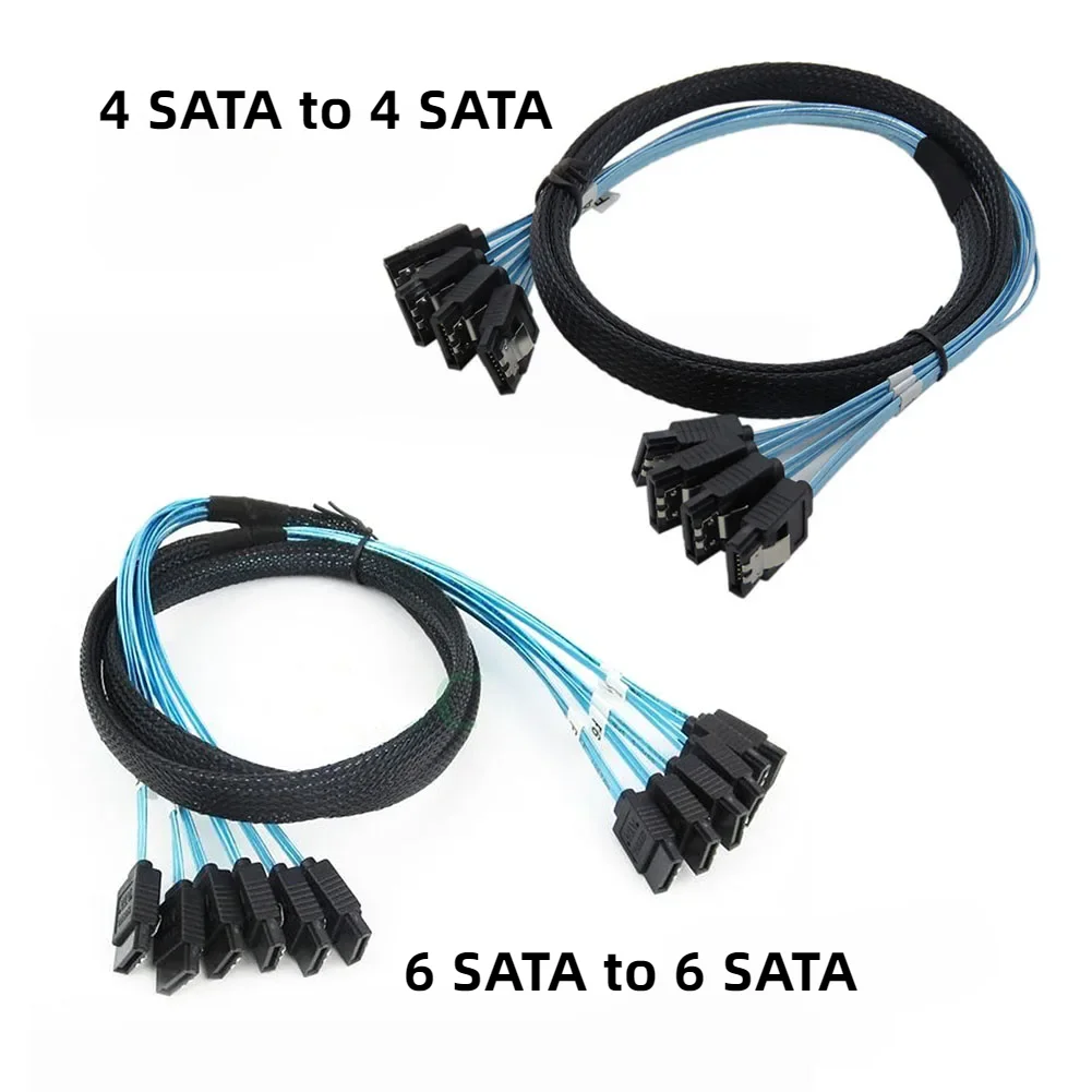 0.5M SATA III 6Gbps كابل بيانات 1/4/6 قطعة/المجموعة 1/4/6 منافذ 7Pin Sata الفاصل الحبل لخادم الكمبيوتر بيتكوين HDD SSD القرص الصلب #2
