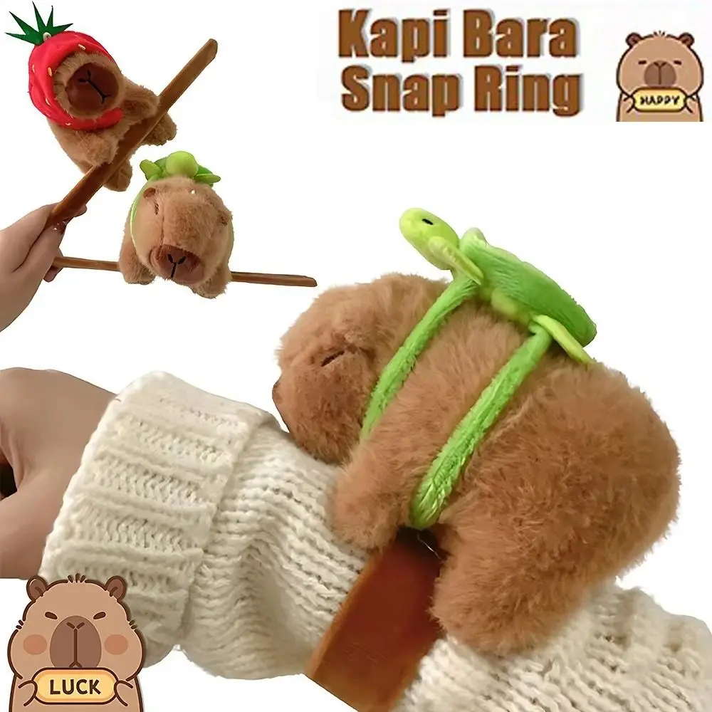 Creative Plush Capybara Slap Bracelets Cartoon Stuffed Dolls Animal Clap Ring Huggers Slap Toy for Kids Gift