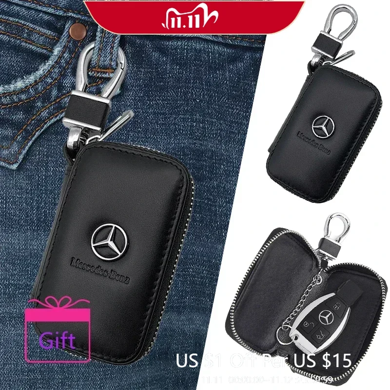 محفظة مفاتيح جلدية حقيبة مفاتيح السيارة حافظة مفاتيح متعددة الوظائف لمرسيدس بنز AMG GLE GLS CLS GLC CLA GLA GLK ML C197 R231 W167 W247