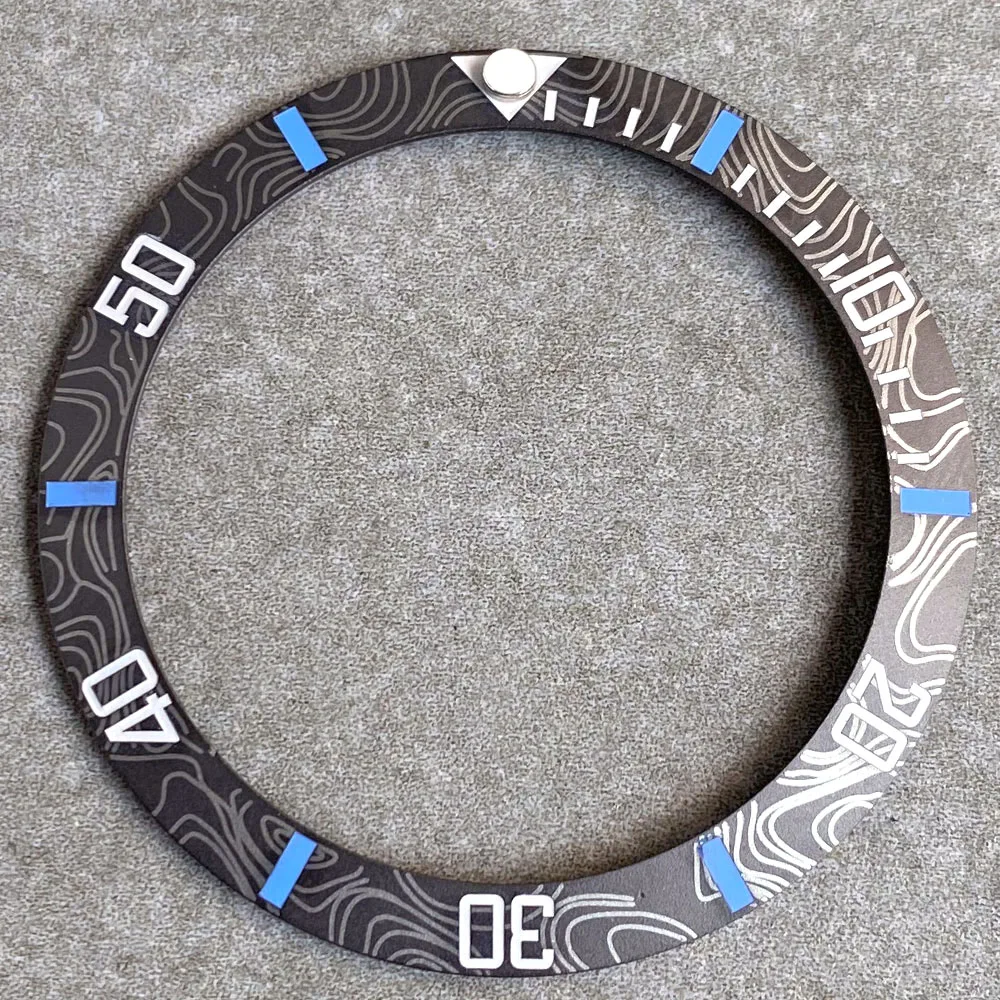 Bezel Insert Keramik Serat Karbon 38mm Desain NH35 untuk Modifikasi Jam Seiko, Manik-manik Bercahaya Hijau, Kompatibel dengan Casing Jam NH35 SUB