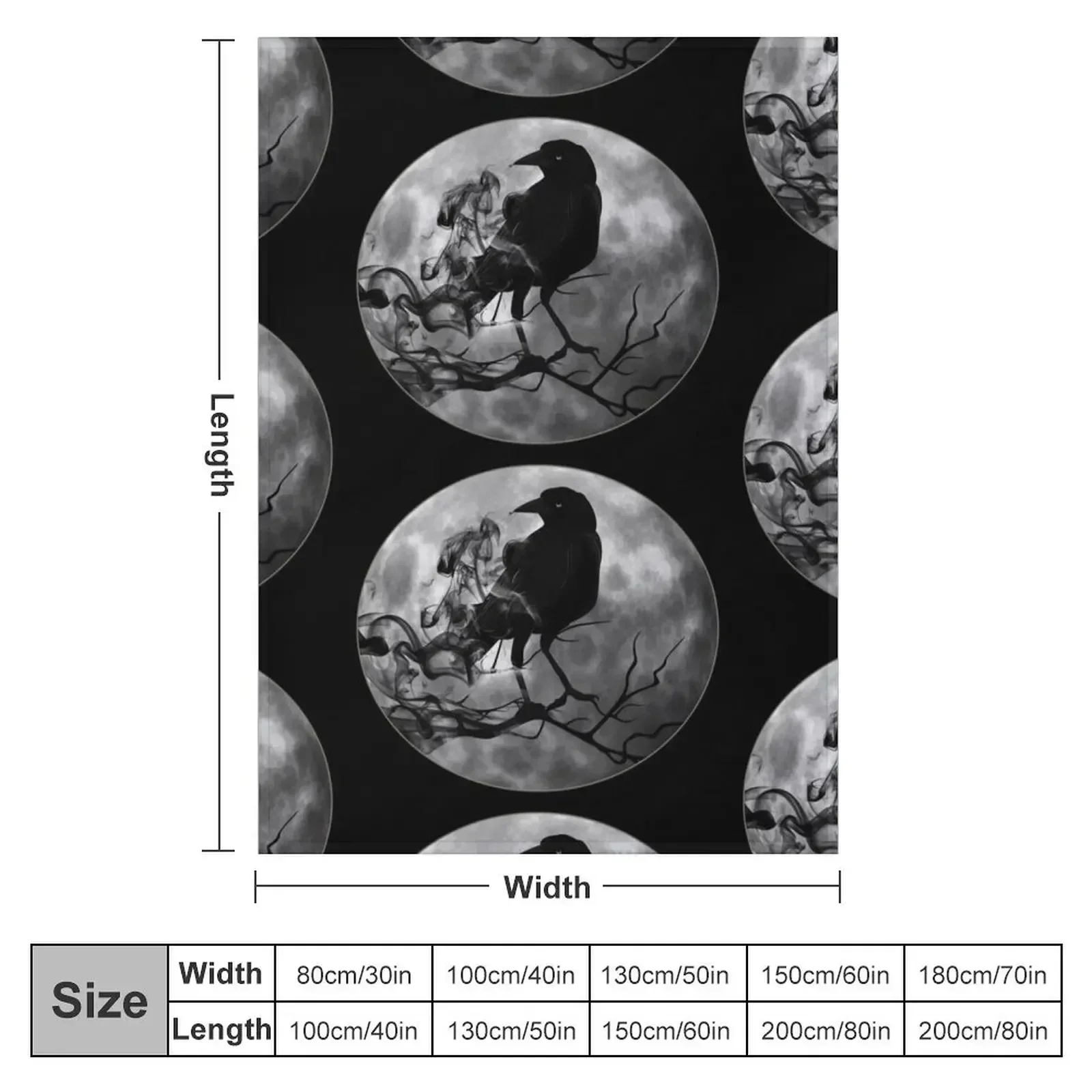 Raven Crow at Night Throw Blanket Warm funny gift wednesday Multi-Purpose warm winter Thermals For Travel Blankets