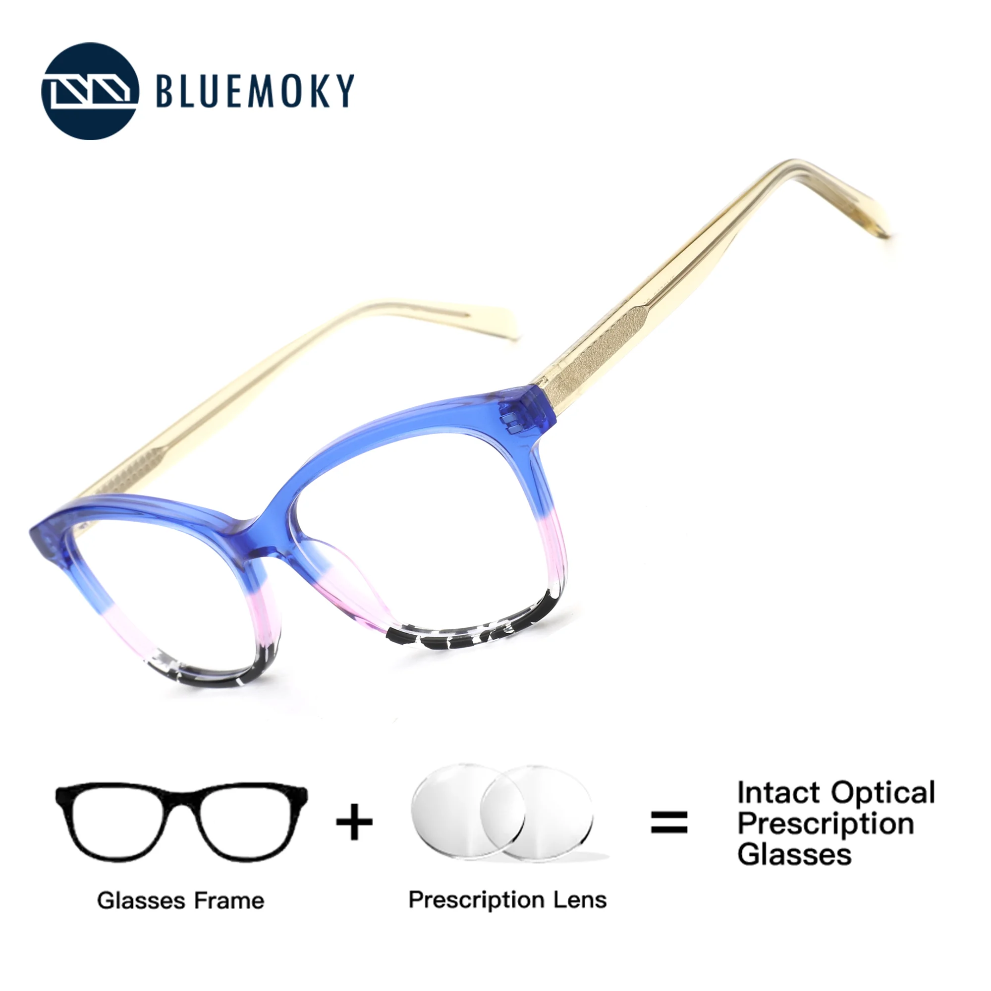 

BLUEMOKY Butterfly Acetate Prescription Eyeglasses Photochromic Anti Blue Light Myopia Glasses for Women Optical Eyewear