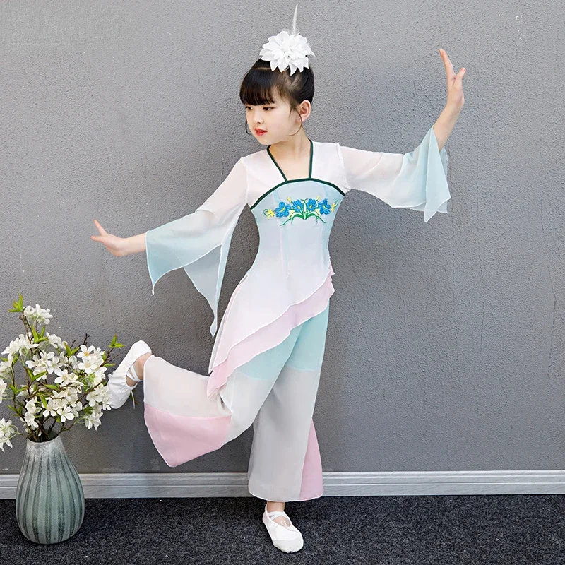 

Hanfu Classical Yangko Dance Costume Girls Fan Dance Umbrella Yangko Clothing National Square Dance Elegant Embroidery Yangko