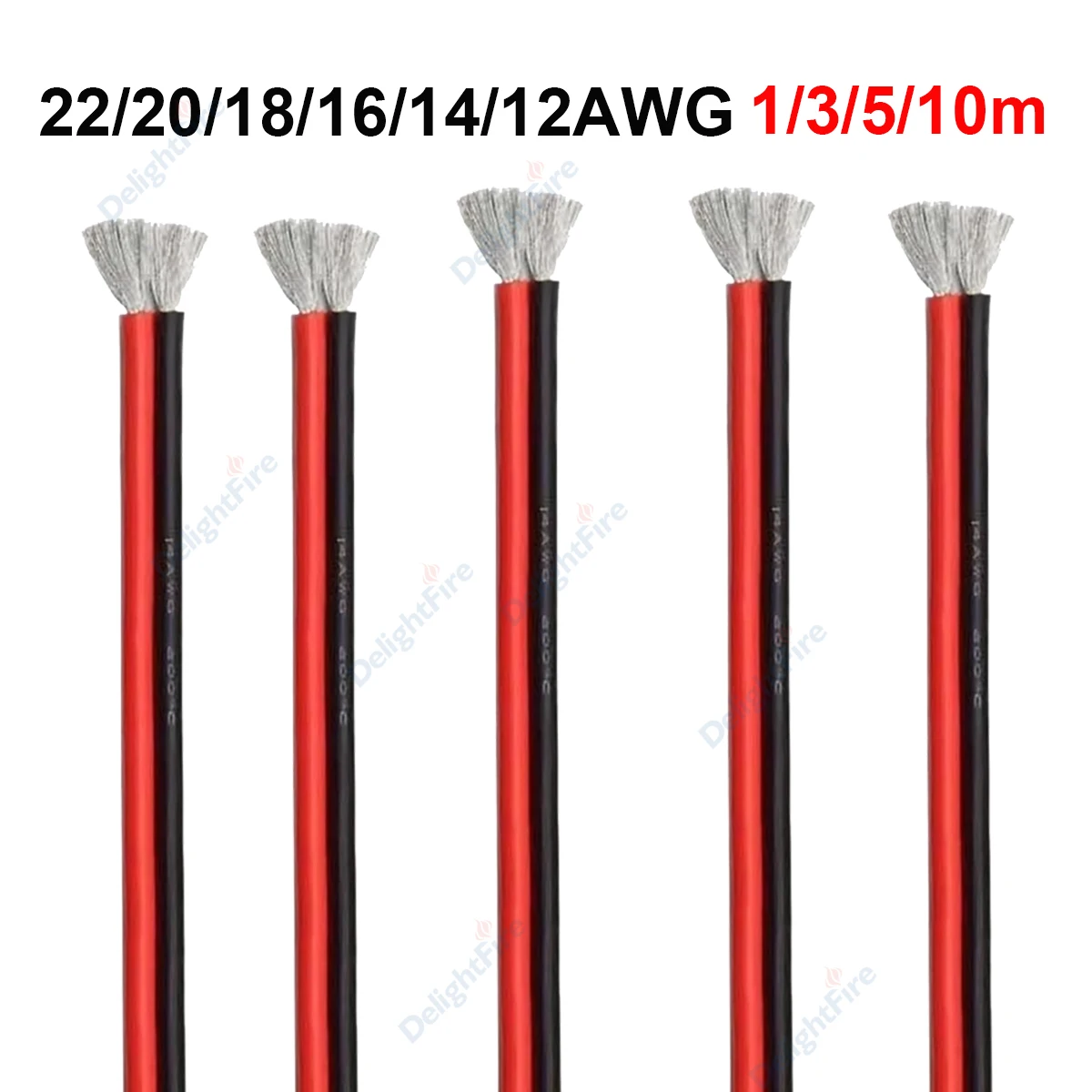 

2Pin Silicone Electrical Wire 22/20/18/16/14/12AWG Flexible Heat Resistant Silicone Cable For Solar Panel Car Automotive Speaker