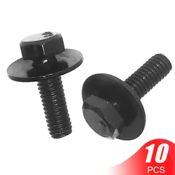 10pcs Car Bumper Fender Guards Mudguard 6mm Screws Bolts with Spacer M6 External Hexagon