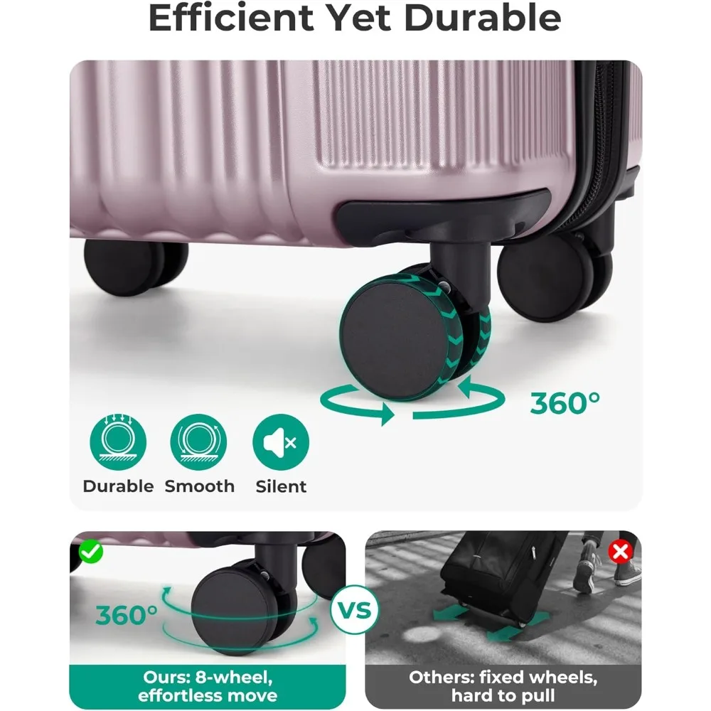 Tas Koper Spinner Hardside 20 Inci yang Dapat Diperluas, Koper Kabin yang Disetujui Maskapai dengan Roda untuk Perjalanan