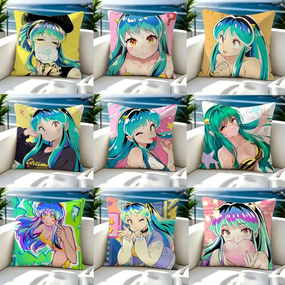Anime Urusei Yatsura Cushion Cover Soft Pillow Cover Two‑Side Printing Throw Pillow Case for Sofa Pillowcase Home Decoration