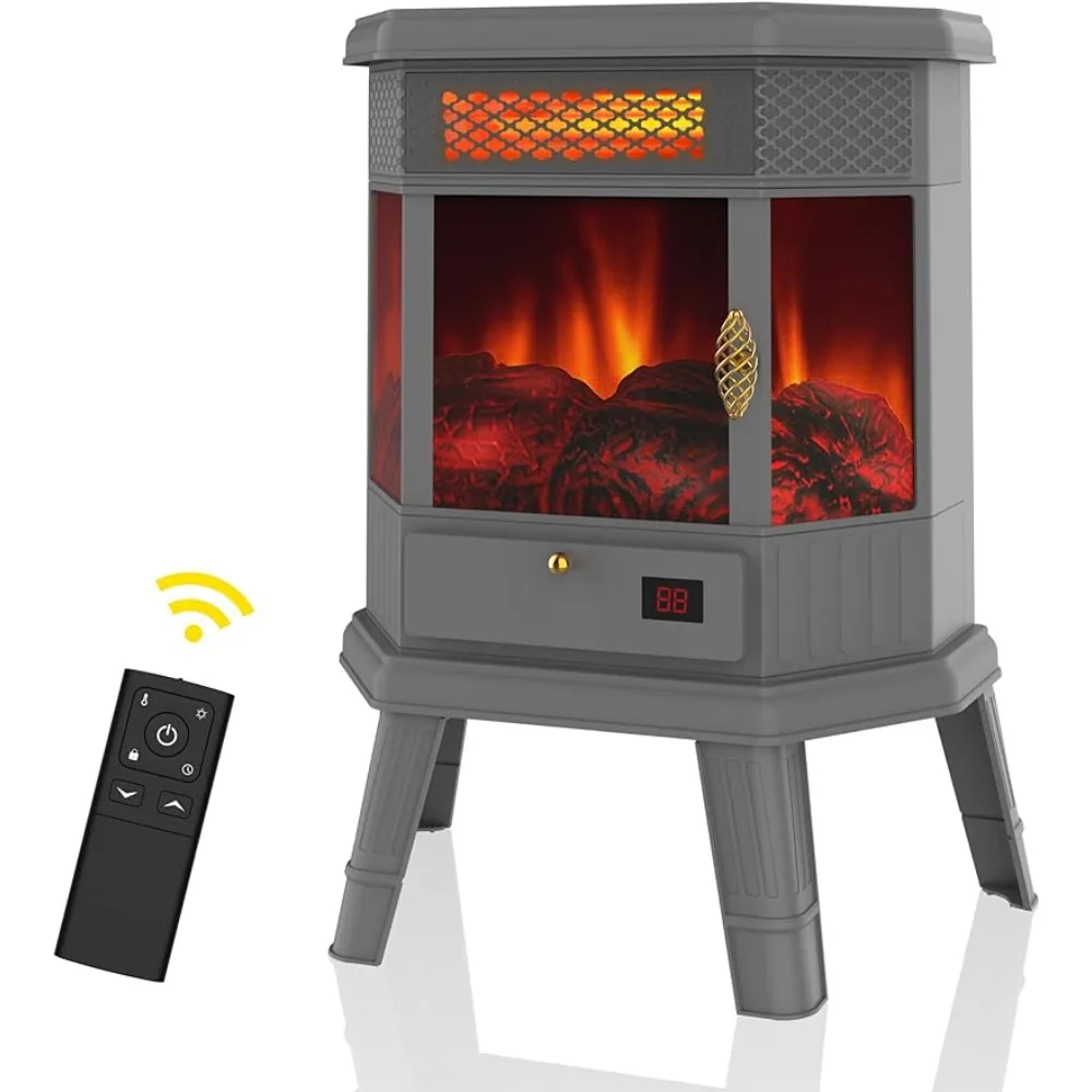 Infrared Fireplace RealSmart with 3D Flame Effect Remoted Control, Timer, Overheating Protection (Grey)