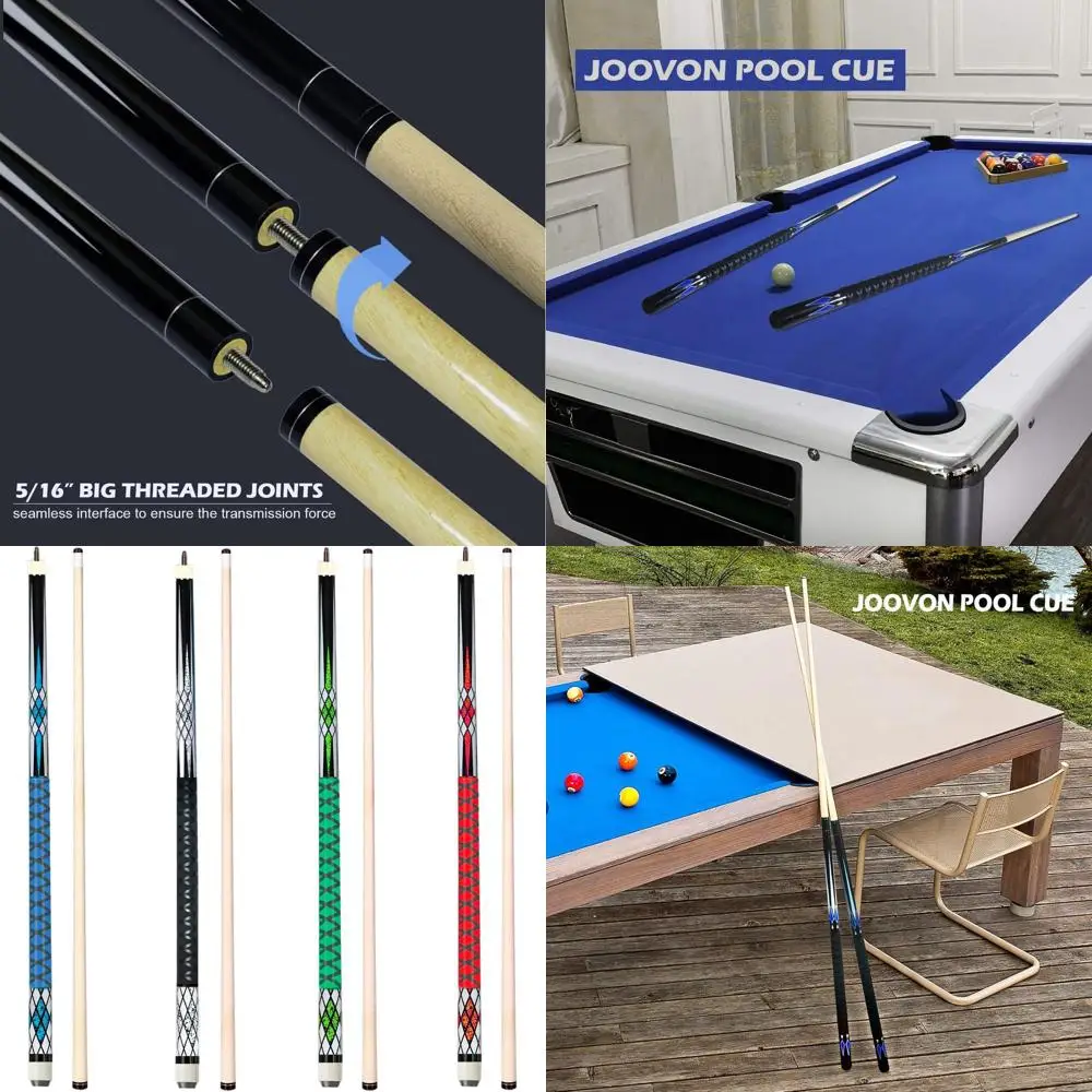 

4-Piece Pool Cue Set with 13mm Tips and 2-Piece Set, 58 Length, Rubber Anti-Skid Sleeve