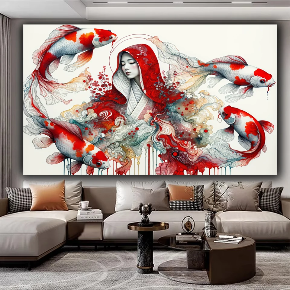 Koi Fish Oriental Watercolor W - Art Craft Japan 评论和价格