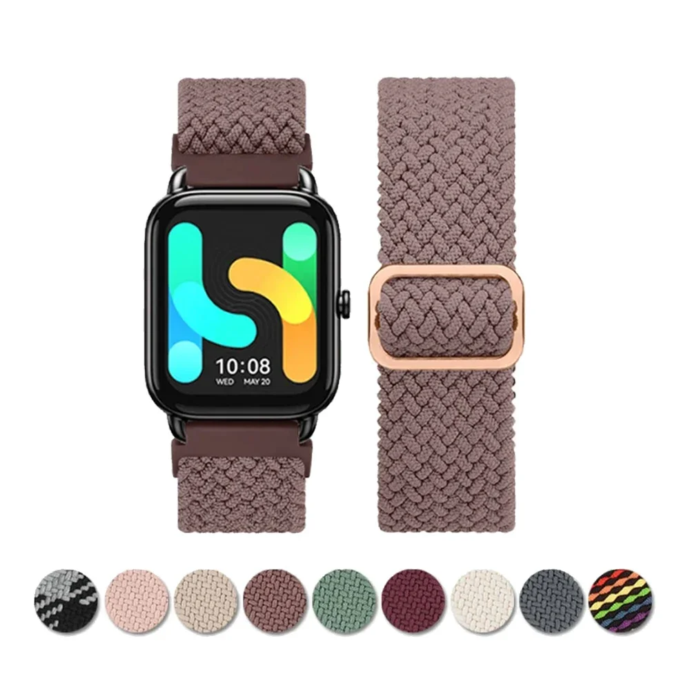 20mm Elastic Braided Watch Band for Xiaomi Mibro Lite/Color/Air Strap Bracelet for Haylou RS4 LS12/RS4 Plus/Ls02 Band Wristband