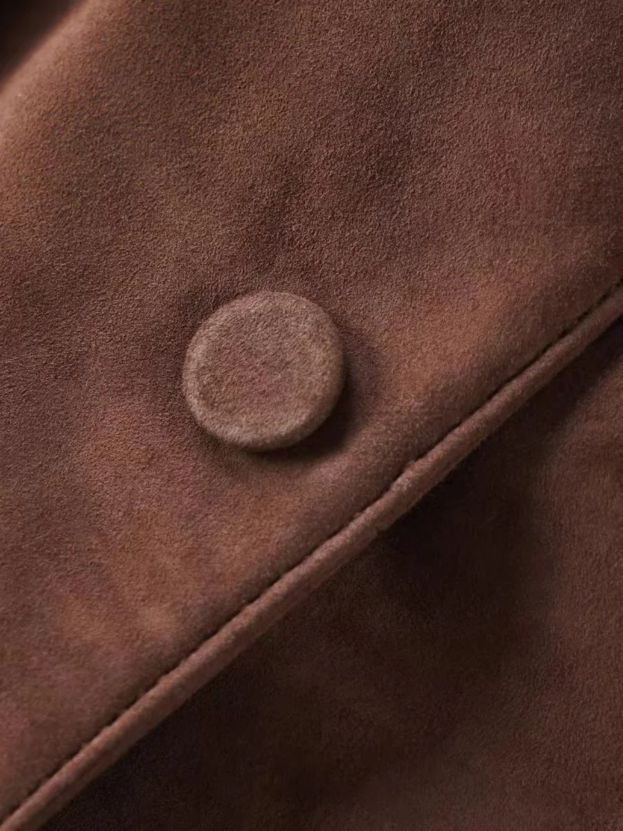 Nubuck Suede Top เสื้อผ้าผู้หญิงของแท้หนังเสื้อกั๊กสบายๆสไตล์ Retro อังกฤษ V คอ Layered สวมใส่ Chaleco Mujer