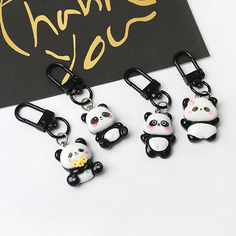Lovely Fashion Small Panda Animal Keychain Sweet Versatile Backpack Decoration Accessories Creative Simple Pendant Gifts