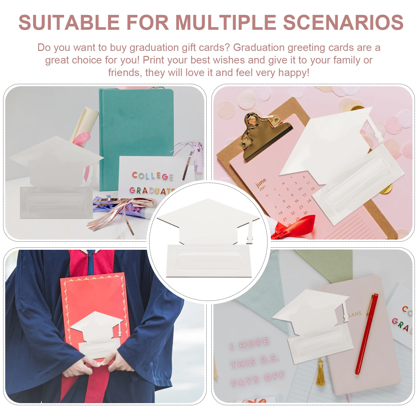 

2 Pcs Doctor Hat Gift Card DIY Money Holder for Cash Slim Wallet Graduation Sublimation Blanks Blessing Cards Plastic Domes