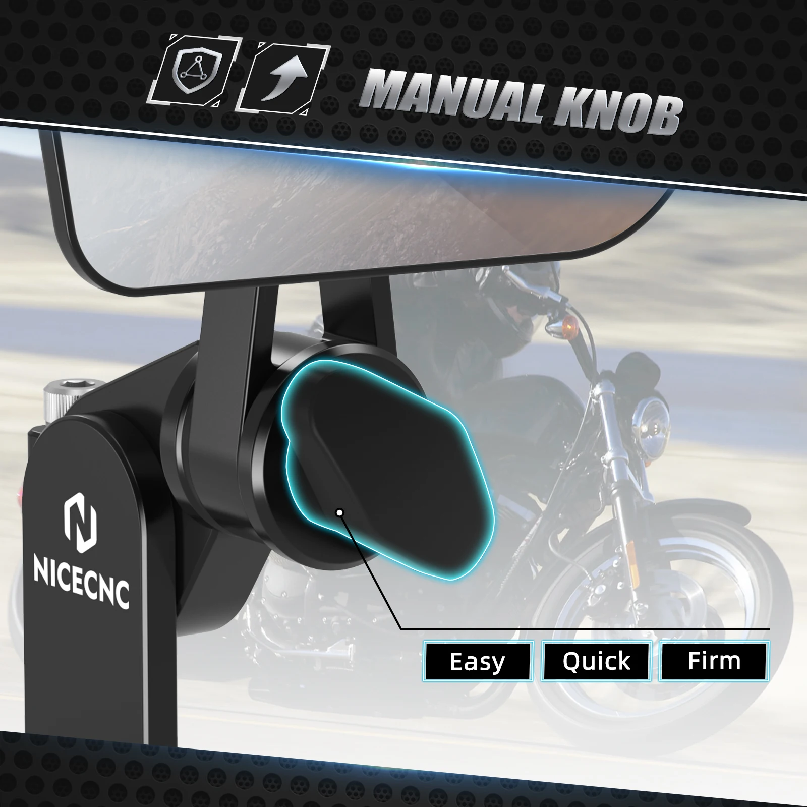 NICECNC Handschutz-Schnellspiegel für KTM Yamaha Honda Bmw Kawasaki Suzuki Triumph Aprilia Ducati Husqvarna Cfmoto Benelli – Detail 6
