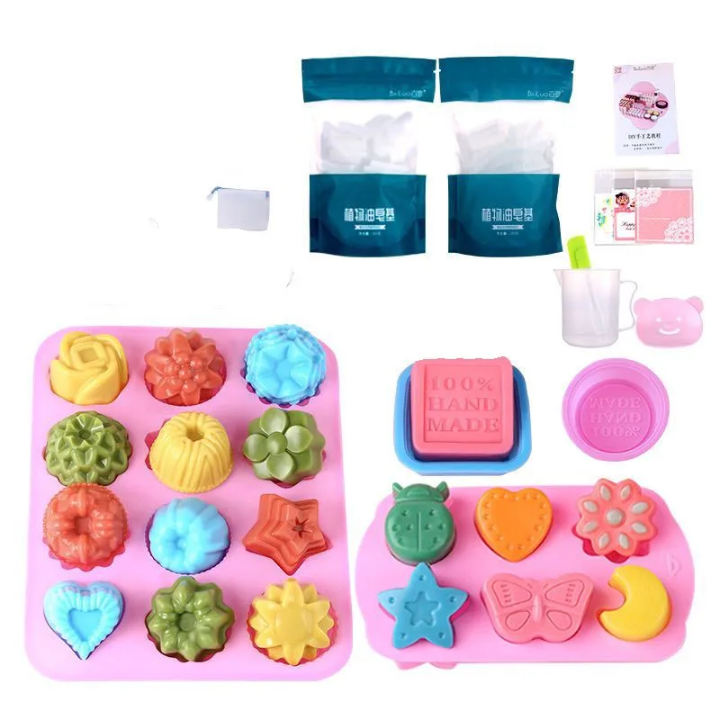 Creative Beginner's Simple Handmade Soap Set Household DIY Material Pack Soap Mold Making Tool 1000g Soap Base Make Set LF318