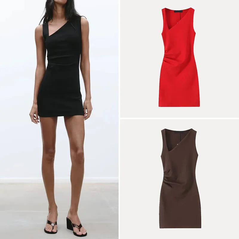 Wiosna 2025 Damska ort Svel okrągła Ne Dr drapowana Sle Z włókno poliestrowe 00% Faion Ladies' Dr