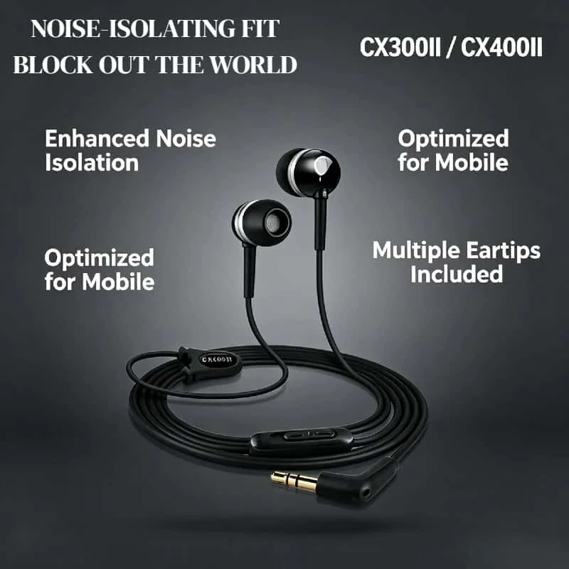 CX300II CX400II 2026 Wired in Ear Stereo Headphones High Resolution Quality Sound for PC Laptop Phone Tablet Mac Pro Max