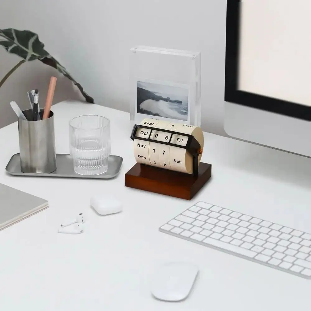 

Реквизит для фотографий, ежедневный флип-роторный календарь, деревянный многоразовый вечный календарь, орнамент, прочный ручной календарь обратного отсчета, настольный календарь