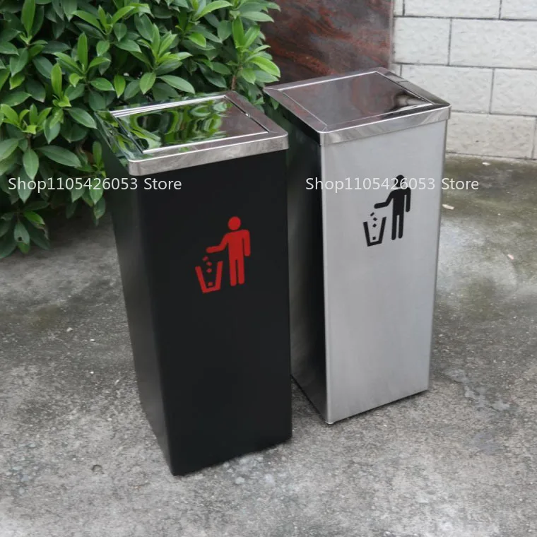 

Мусорное ведро из нержавеющей стали с откидной крышкой для KTV, ведро для мусора с крышкой для лифтовых проемов отелей, коробка для фруктов/продуктов для коридоров торговых центров