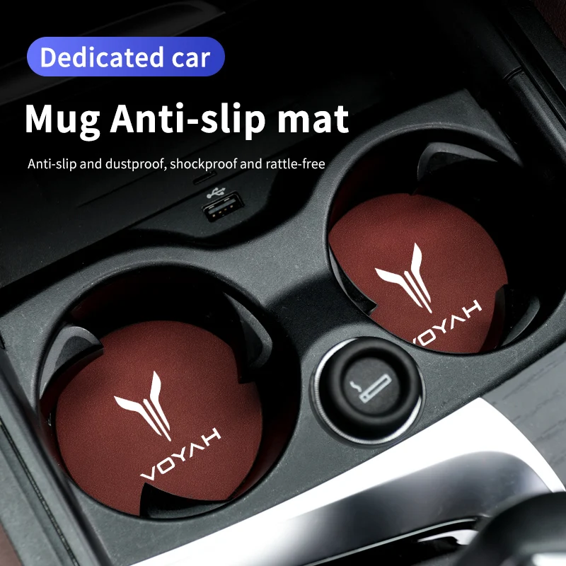 For Voyah 2Pcs Car Coaster Anti-Slip Slot Mat Drink Holder Accessories Free DFL DFM DFSK DFMC Dongfeng