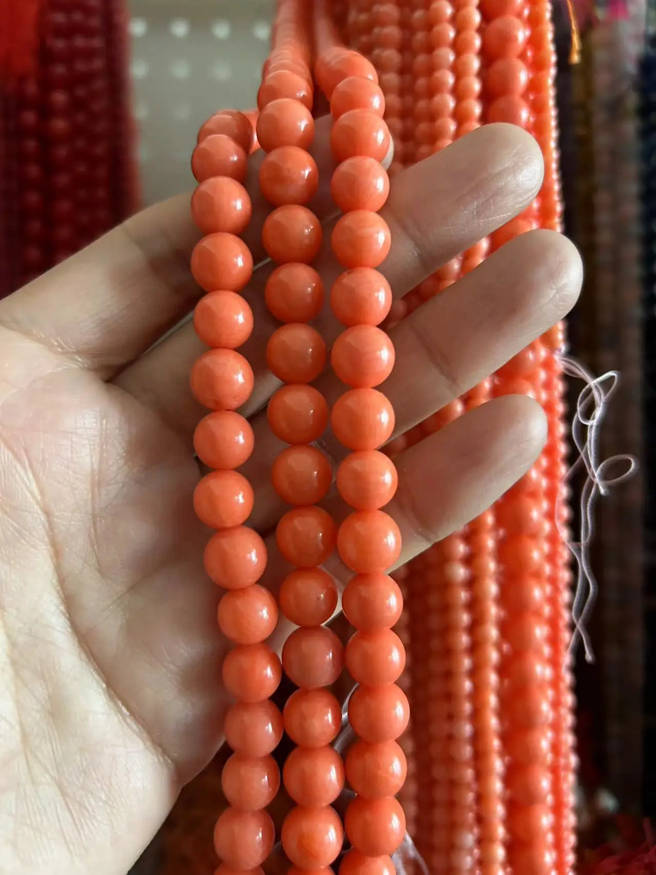 2-9mm Genuine Natural Round Orange Sea Bamboo Coral Jewelry Making diy Loose Spacer Beads 15inch