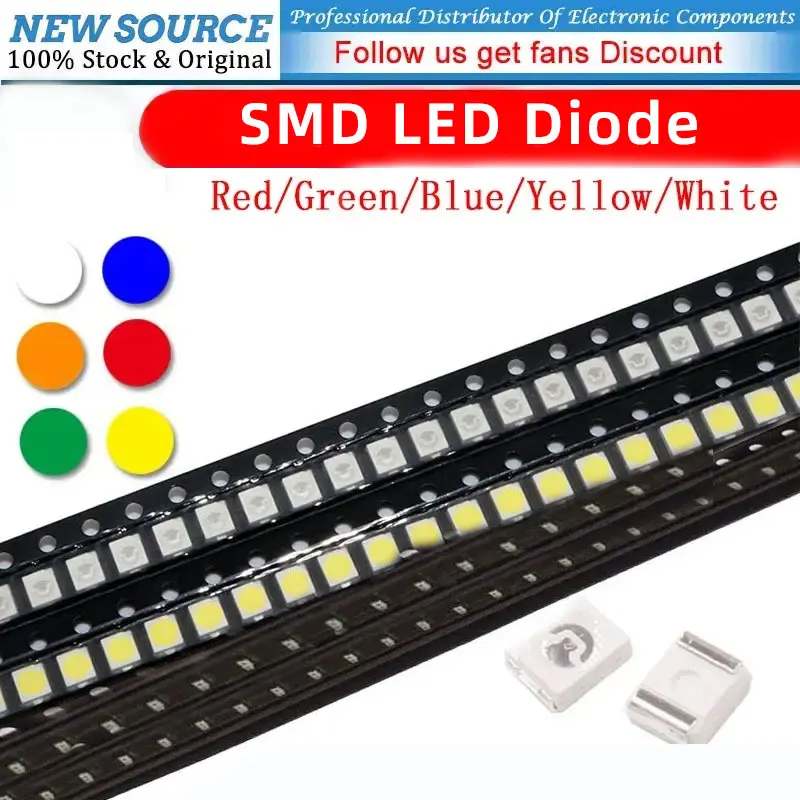 100pcs/lot 0402 0603 0805 1206 3528 5050 5730 3020 3014 4014 SMD LED Red Yellow Green White Blue Orange Light Emitting Diode