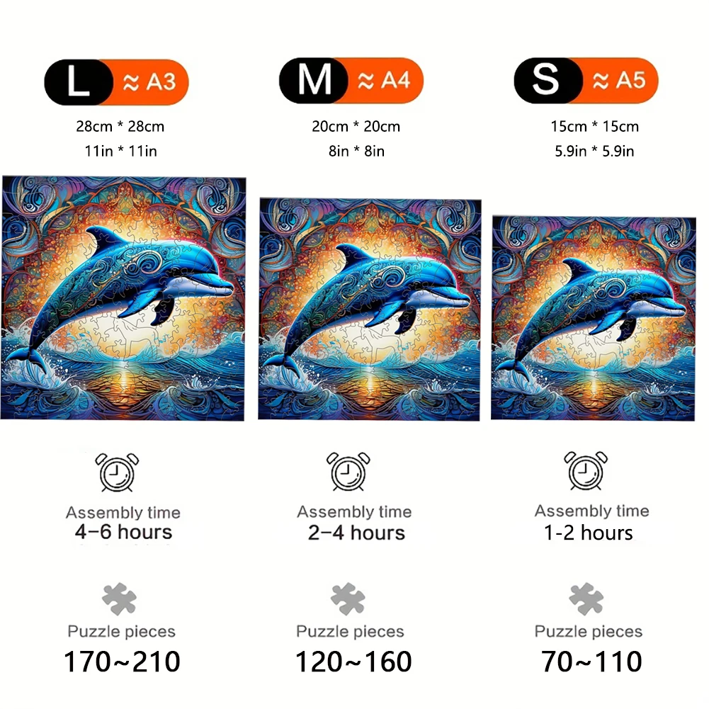 Dolphin Animal Wooden Puzzle Montessori Educational Toys For Children Hell Difficulty Jigsaw Puzzle Animals Wood Board Set Toy