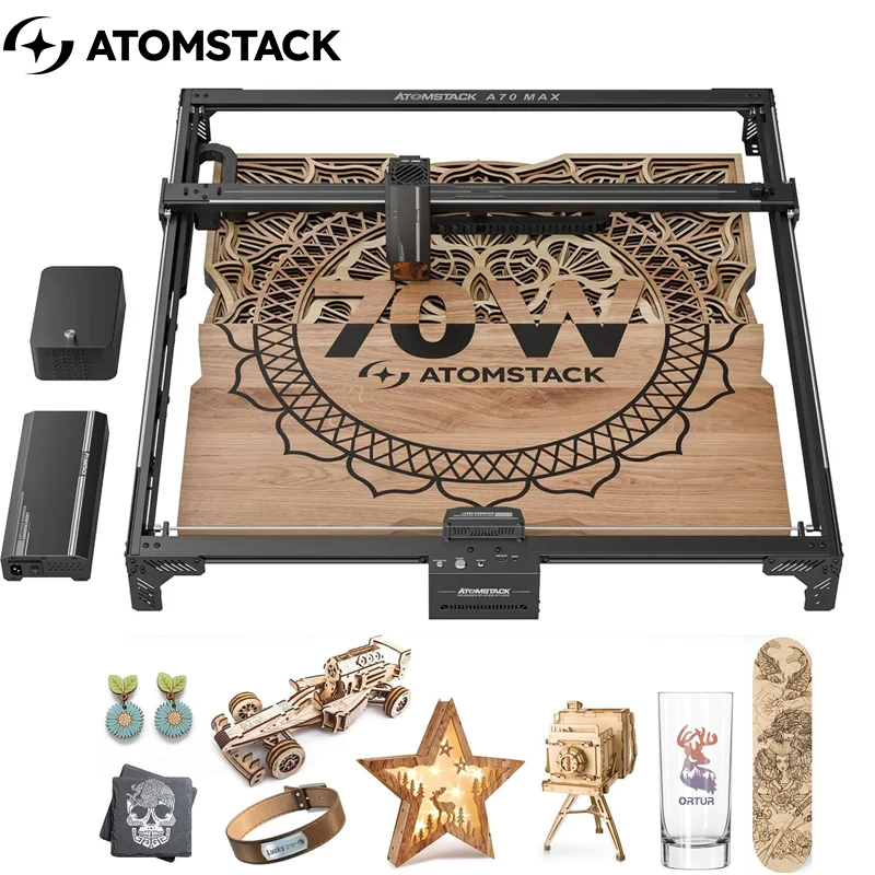 

Atomstack X70 A70Max 360W CNC For Wood MDF Metal Glass Marble Leather Laser Engraving Cutting Machine Auto Focus With Air Assist