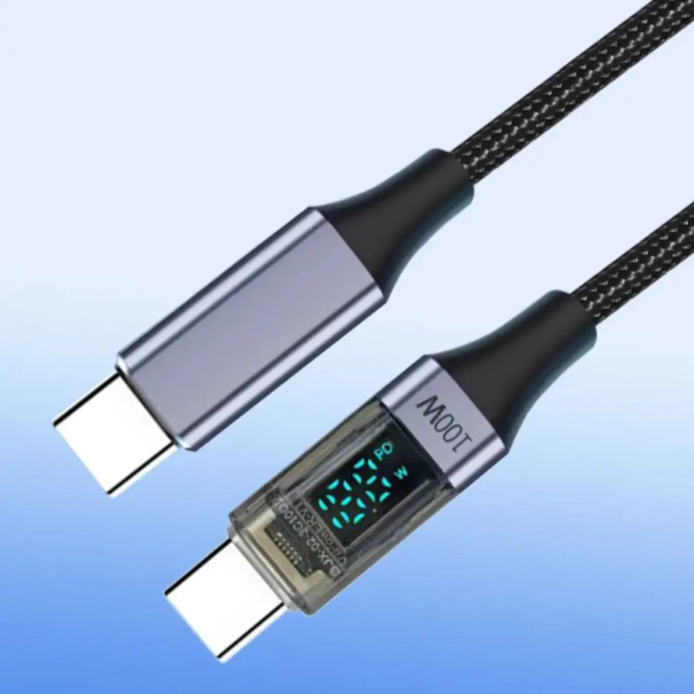 Digital Display Type C to Type C Cable PD100W Nylon Woven 100W Digital Display Cable for Xiaomi/HUAWEI/Macbook/iPad/Samsung